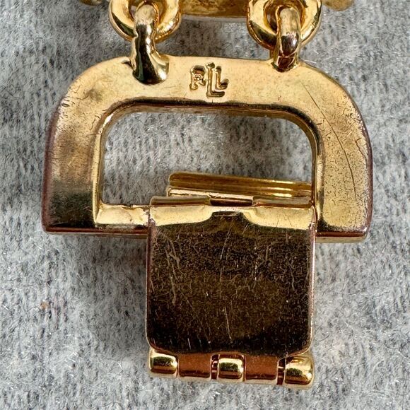 Ralph Lauren Link Bracelet Square Cut Crystals in Gold Tone Setting Rare - Picture 12 of 16